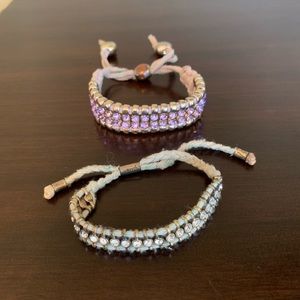 Beaded purple and cream embellished bracelets